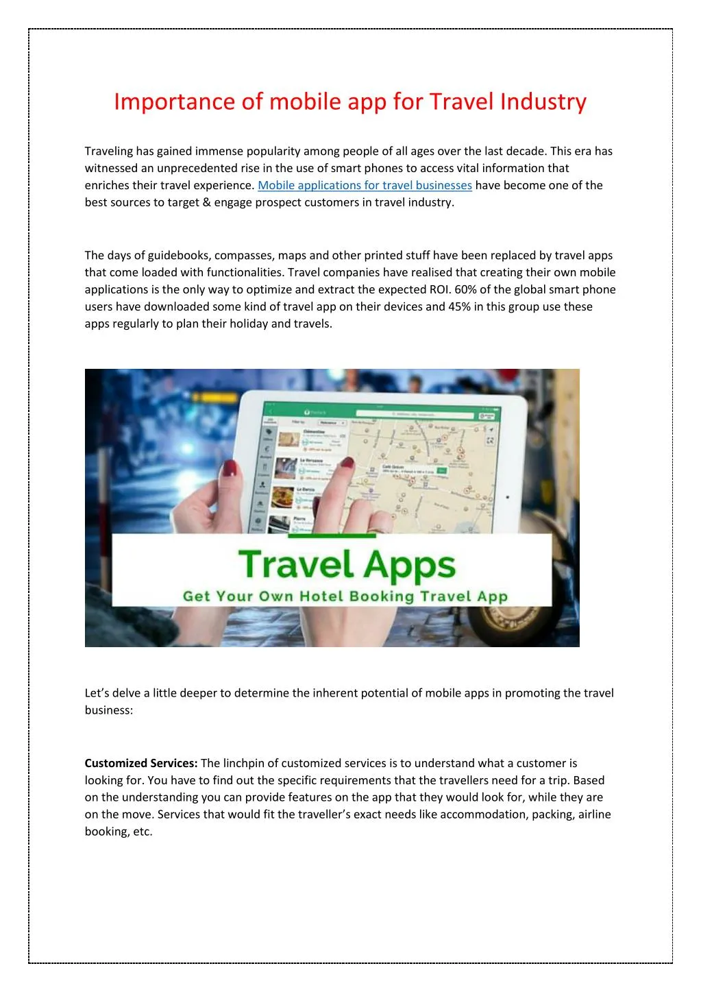 importance of mobile app for travel industry