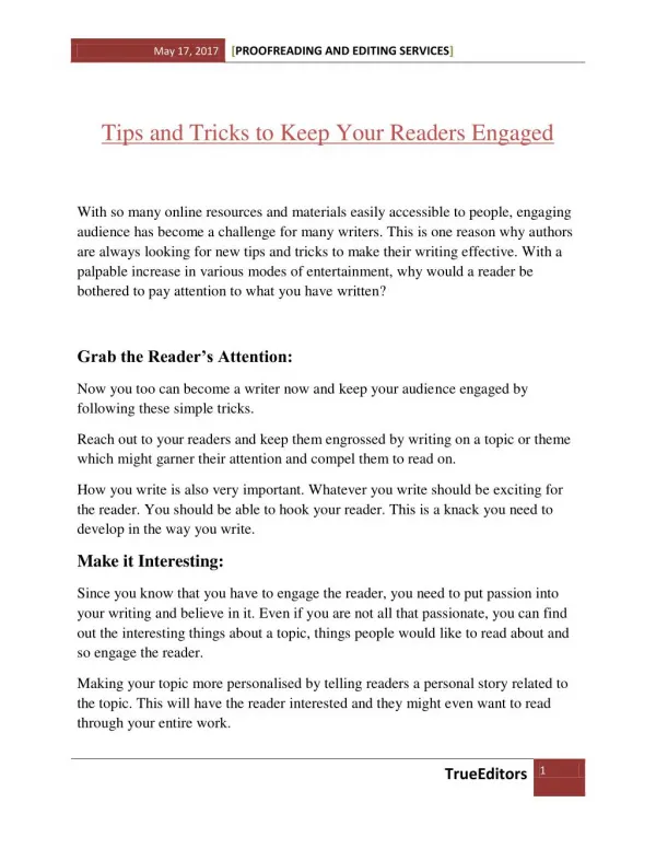 Tips and Tricks to Keep Your Readers Engaged