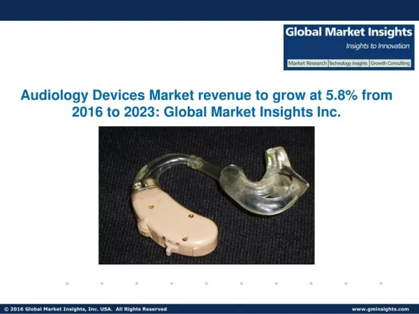 Audiology Devices Market share to grow at 5.8% CAGR from 2016 to 2023