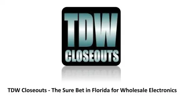 TDW Closeouts - The Sure Bet in Florida for Wholesale Electronics