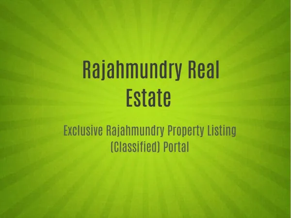 Rajahmundry Real Estate - East & West Godavarie's Real Estate