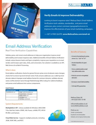Email Verification Service in UK - Melissa - slide 1