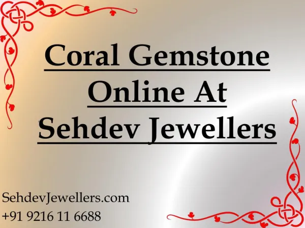 Coral Gemstone Online At Sehdev Jewellers