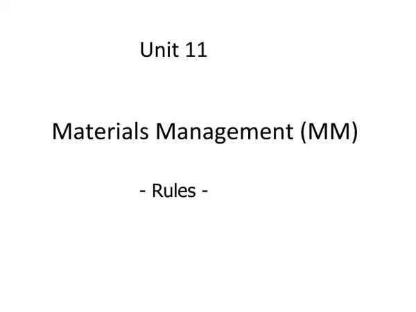 Materials Management MM