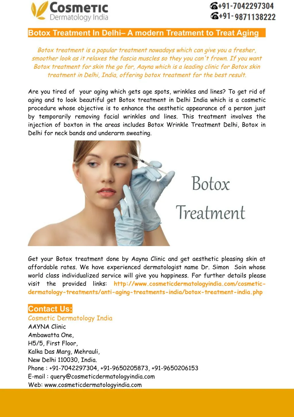 botox treatment in delhi a modern treatment