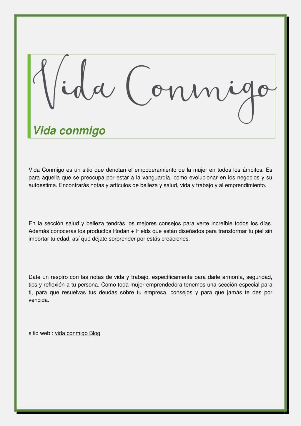 vida conmigo