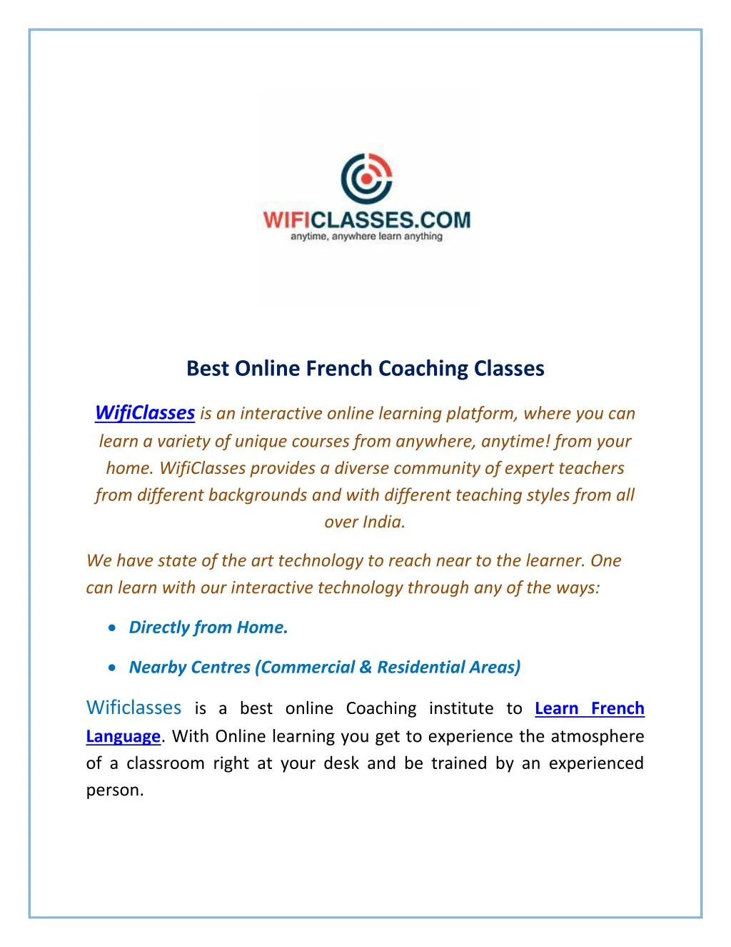 best online french coaching classes