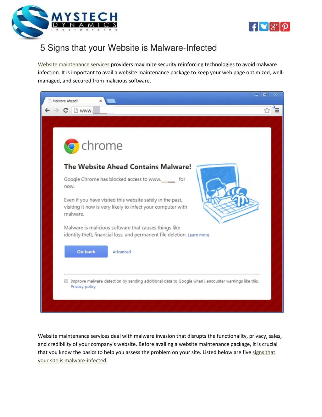 5 signs that your website is malware infected