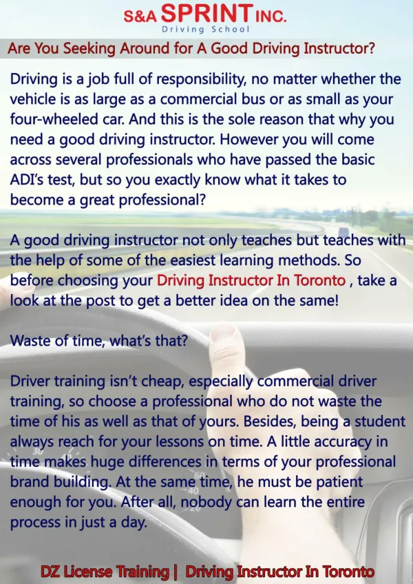 Are You Seeking Around for A Good Driving Instructor?