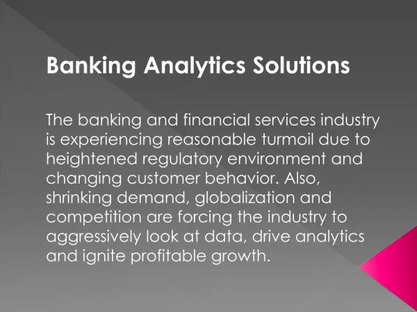 Bannking Analytics Solutions