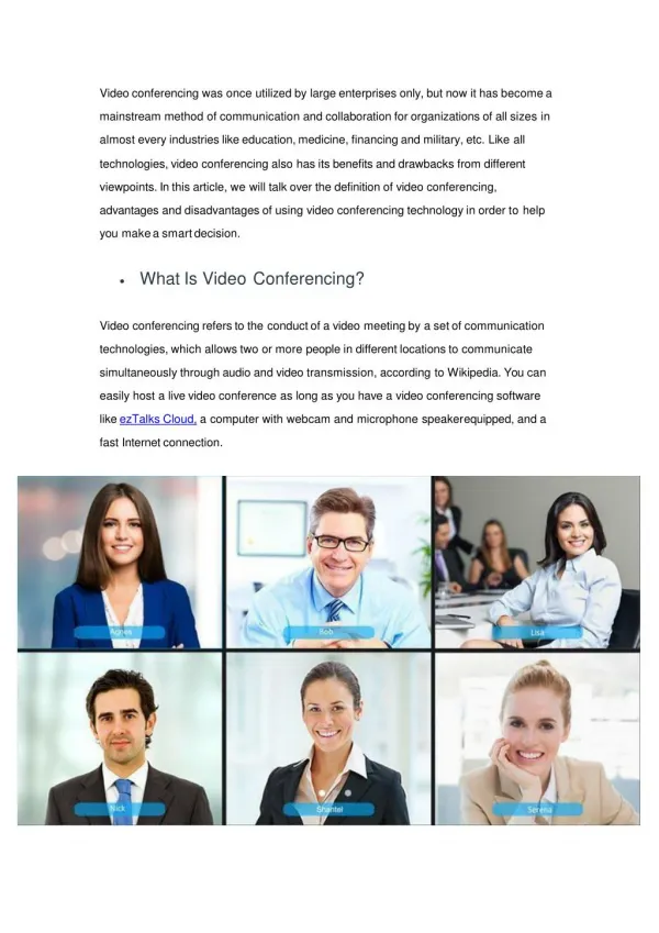 Main Advantages of Video Conferencing