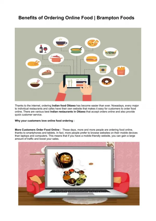 Benefits of Ordering Online Food | Brampton Foods