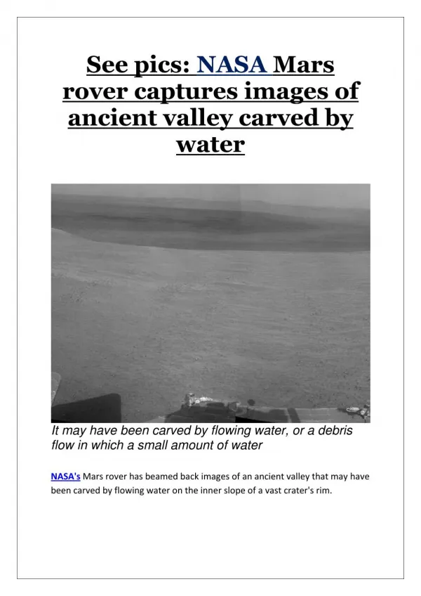 See pics: NASA Mars rover captures images of ancient valley carved by water