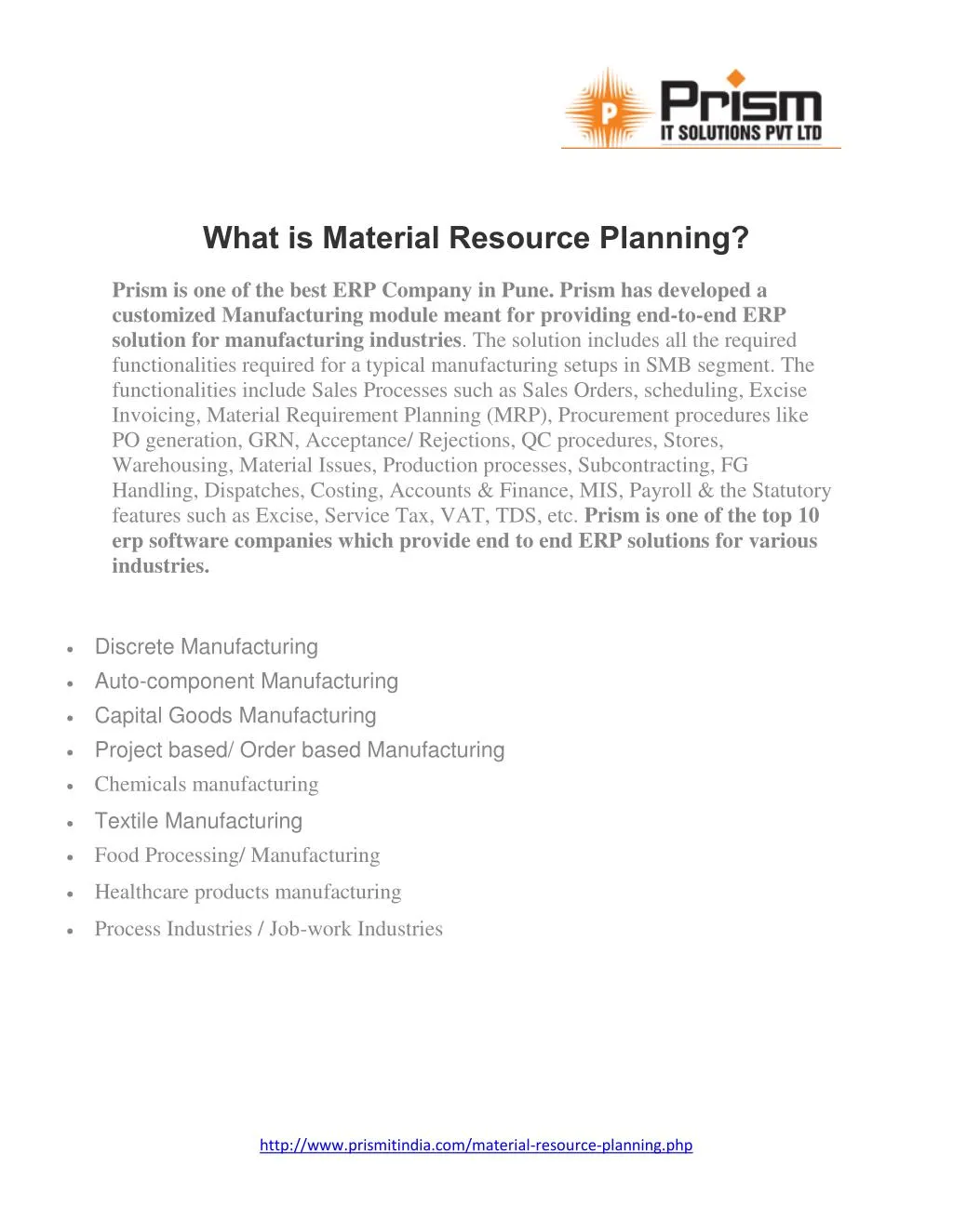 what is material resource planning