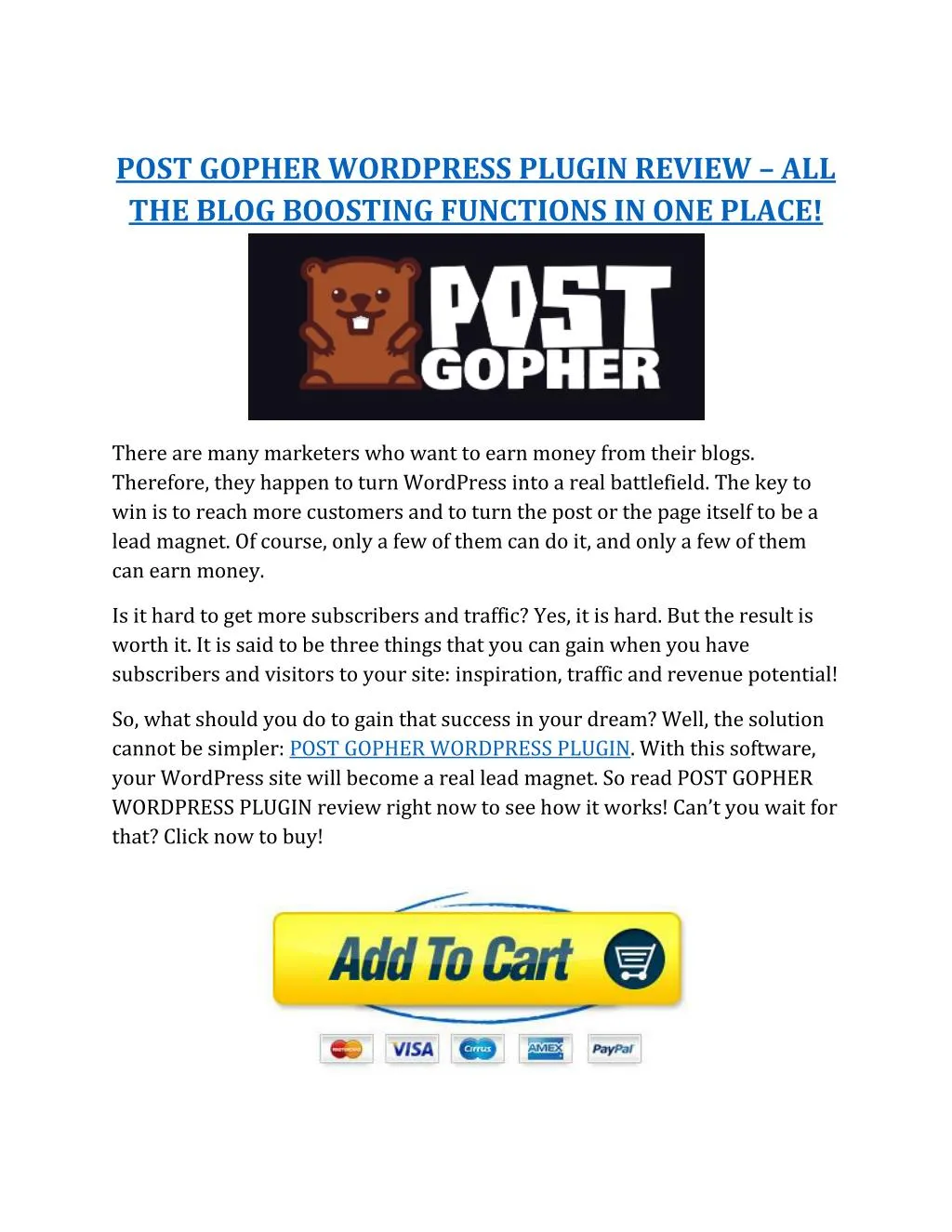 post gopher wordpress plugin review all the blog