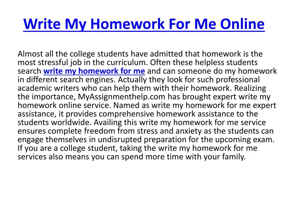write my homework for me online