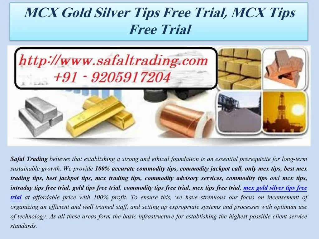mcx gold silver tips free trial mcx tips free