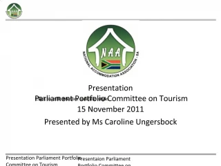 Presentaion Parliament Portfolio Committee on Tourism - slide 1