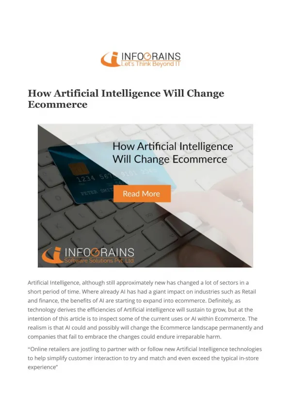 How Artificial Intelligence Will Change Ecommerce : Infograins