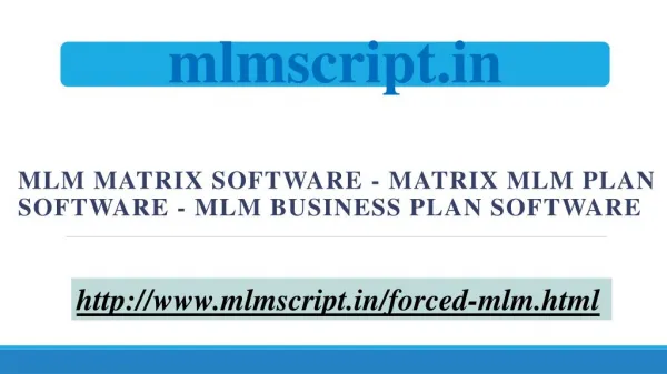 MLM Business Plan Software - MLM Matrix Software - Matrix MLM Plan Software