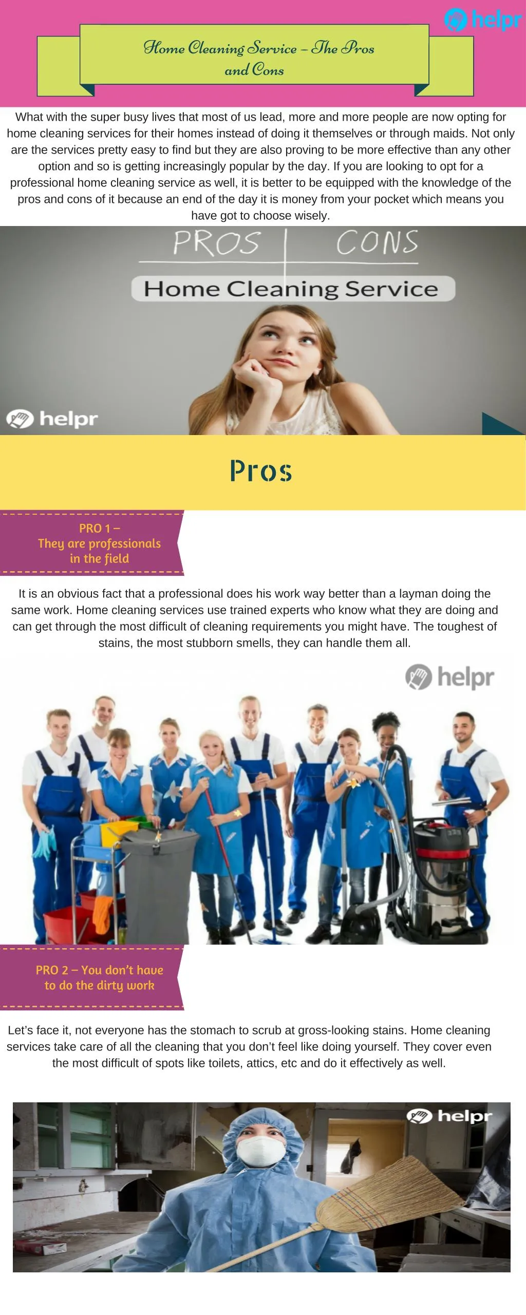 home cleaning service the pros and cons