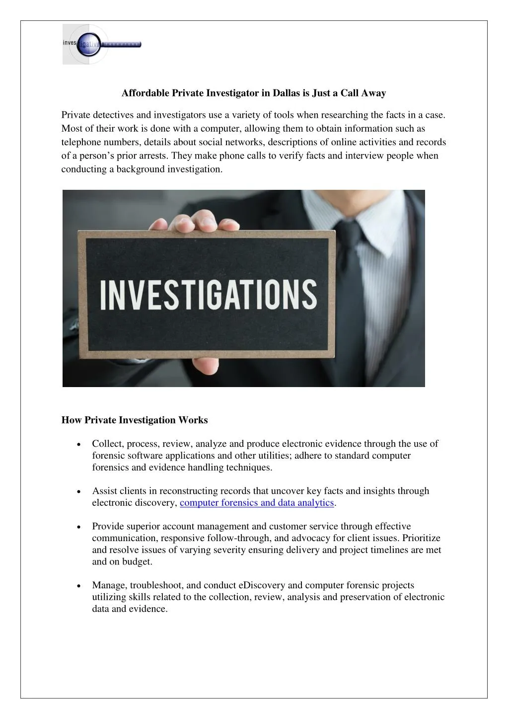 affordable private investigator in dallas is just