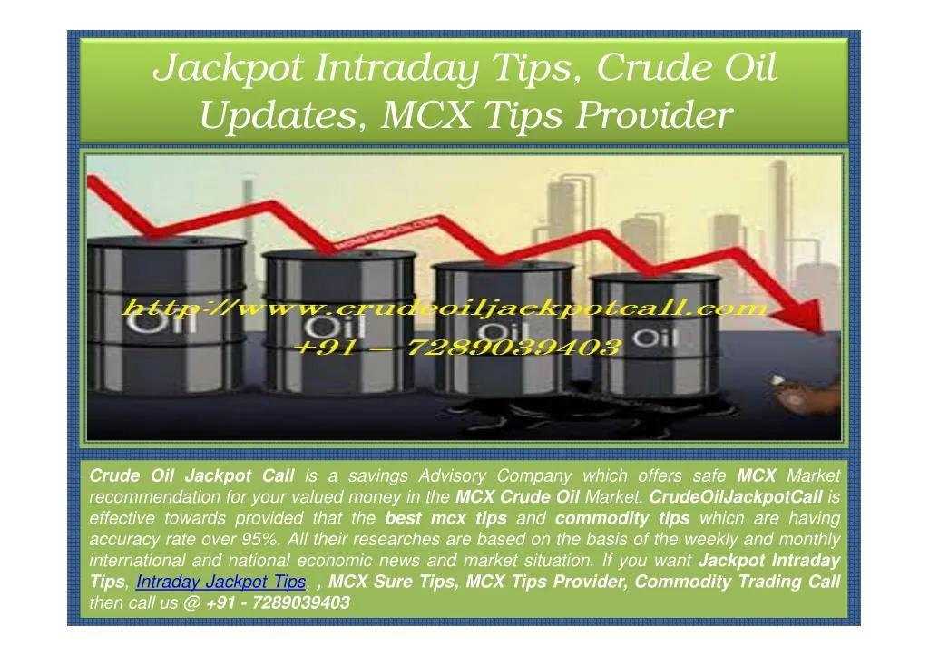 jackpot intraday tips crude oil updates mcx tips