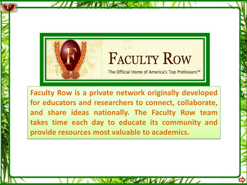 faculty row is a private network originally