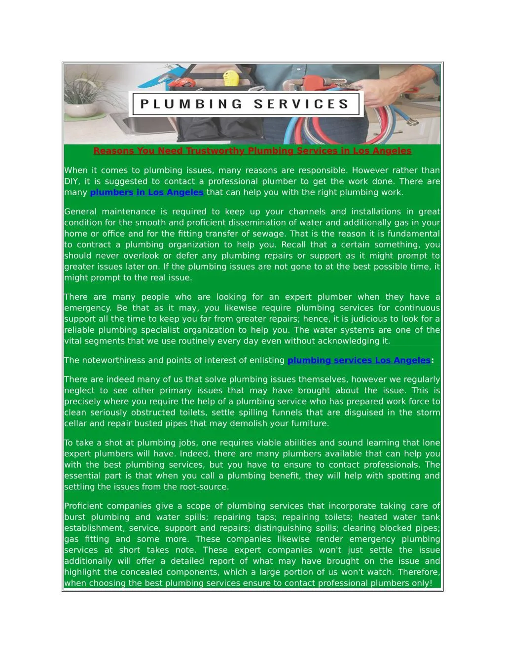 reasons you need trustworthy plumbing services