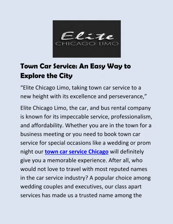 Chicago Town Car Service