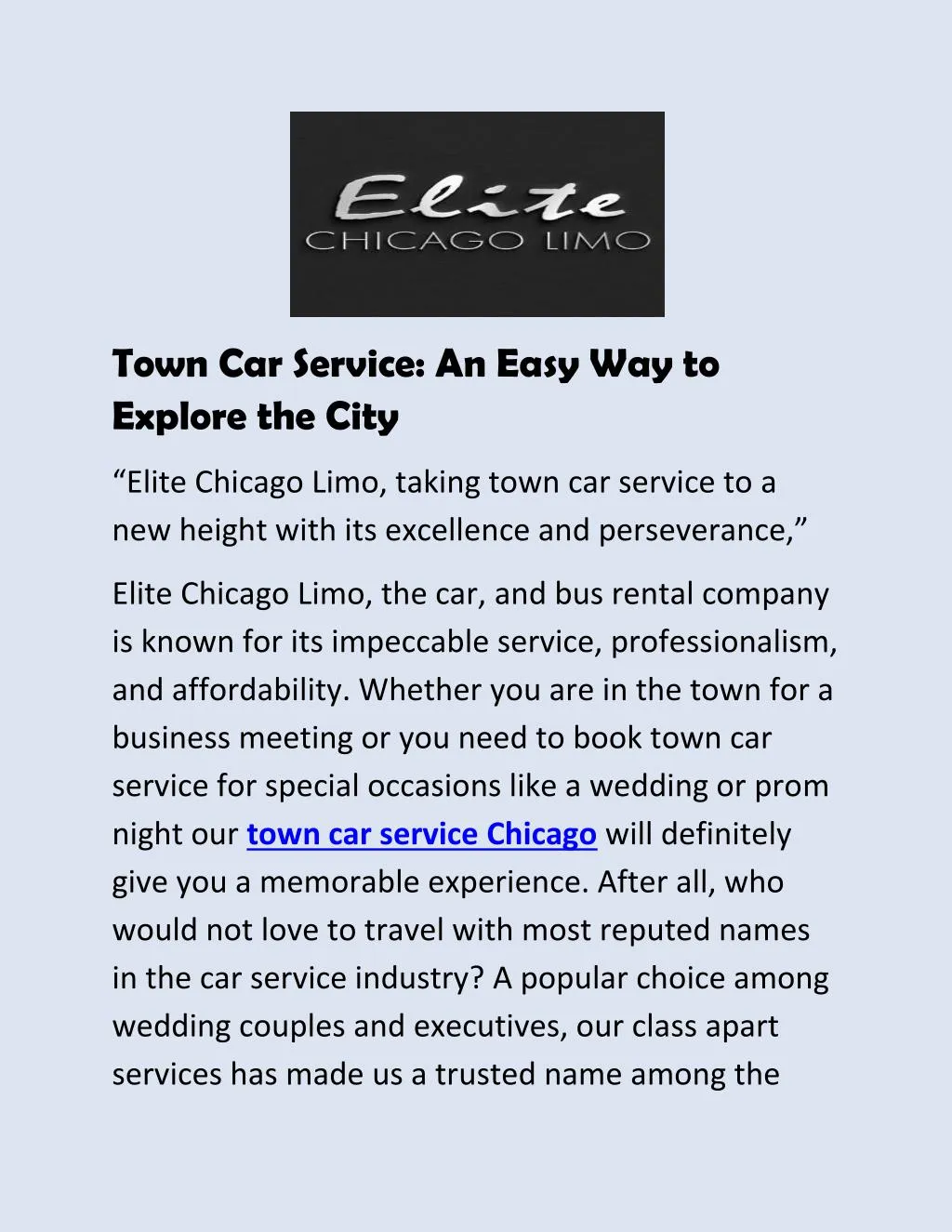 town car service an easy way to explore the city