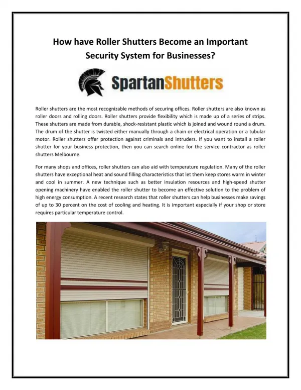 How have Roller Shutters Become an Important Security System for Businesses