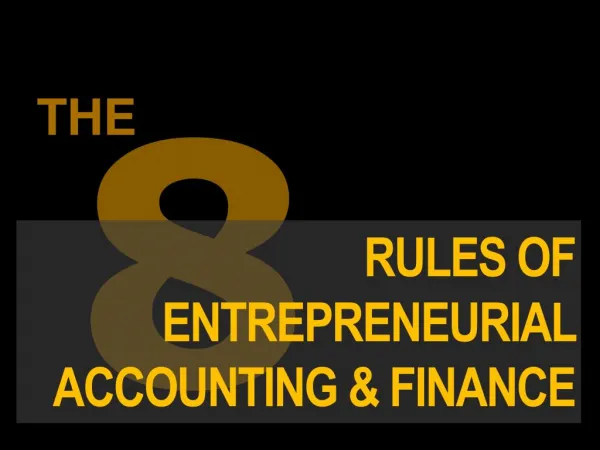 8 rules of finance for entrepreneurs