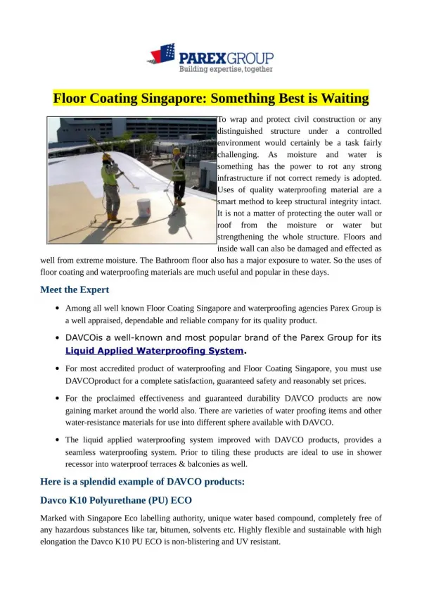 Floor Coating Singapore: Something Best is Waiting