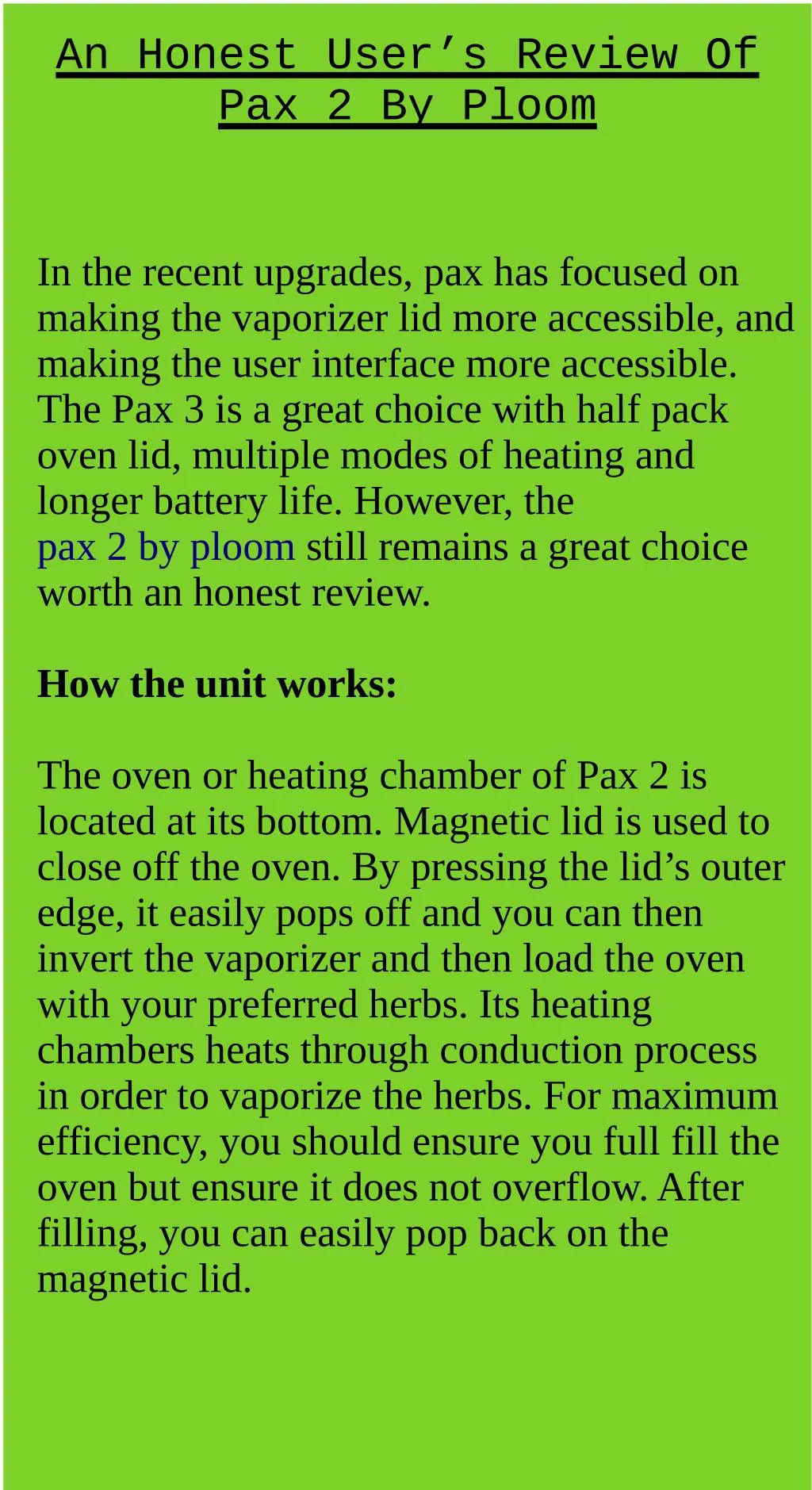 an honest user s review of pax 2 by ploom