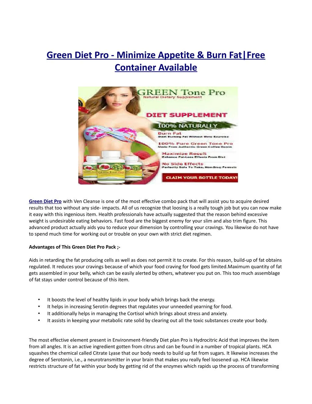 green diet pro minimize appetite burn fat free