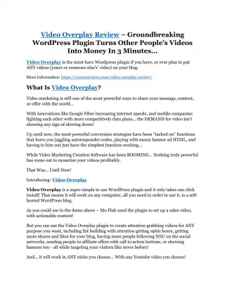Video Overplay review-$26,800 bonus & discount - slide 1