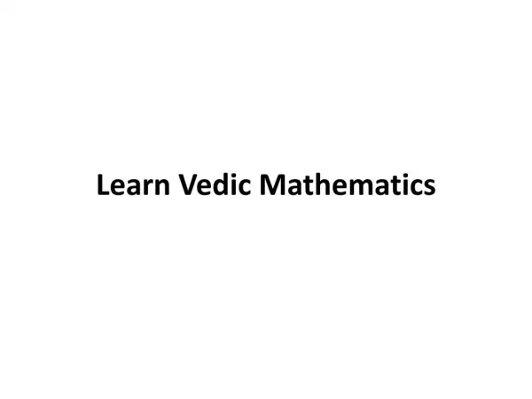 Learn vedic mathematics