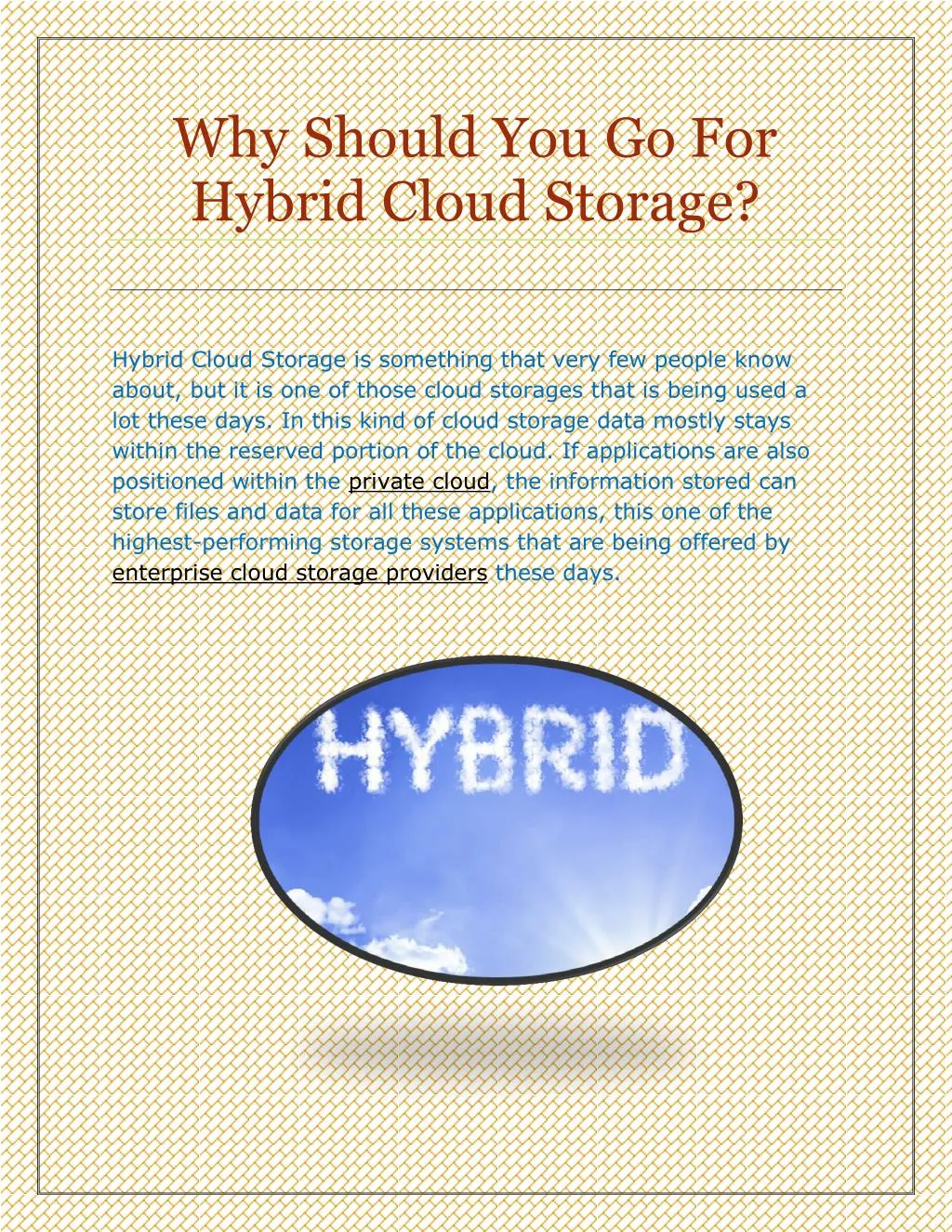 why should you go for hybrid cloud storage