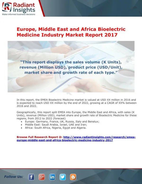 Europe, Middle East and Africa Bioelectric Medicine Industry Market Report 2017