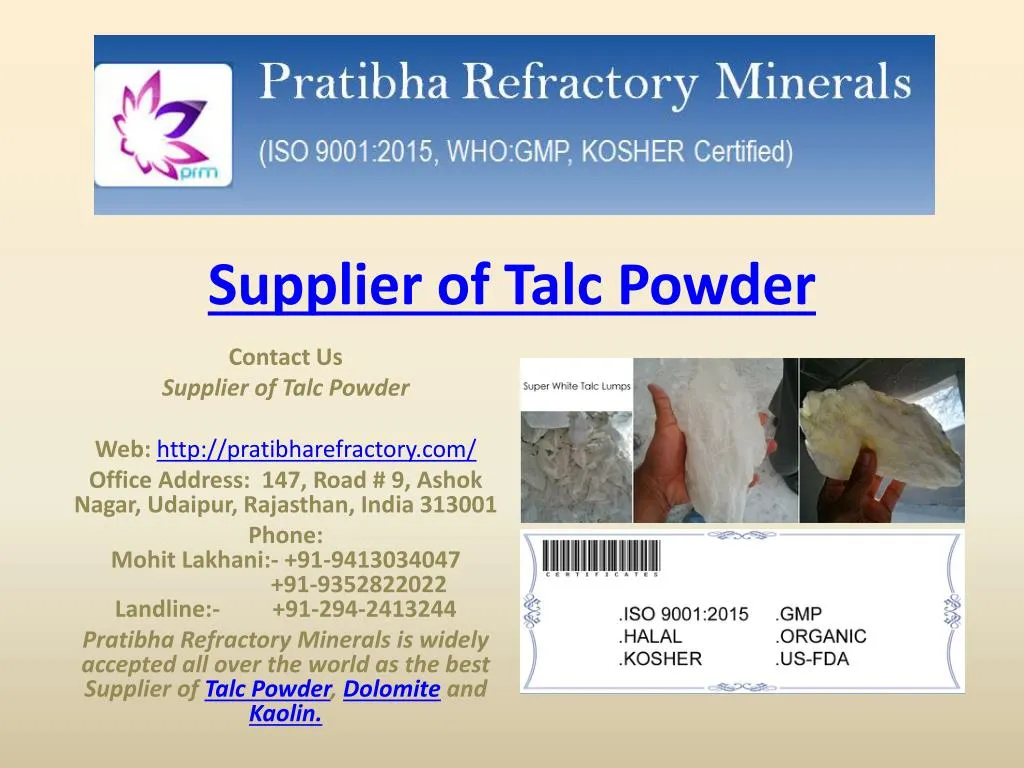 supplier of talc powder