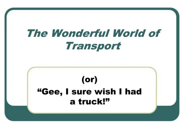 The Wonderful World of Transport