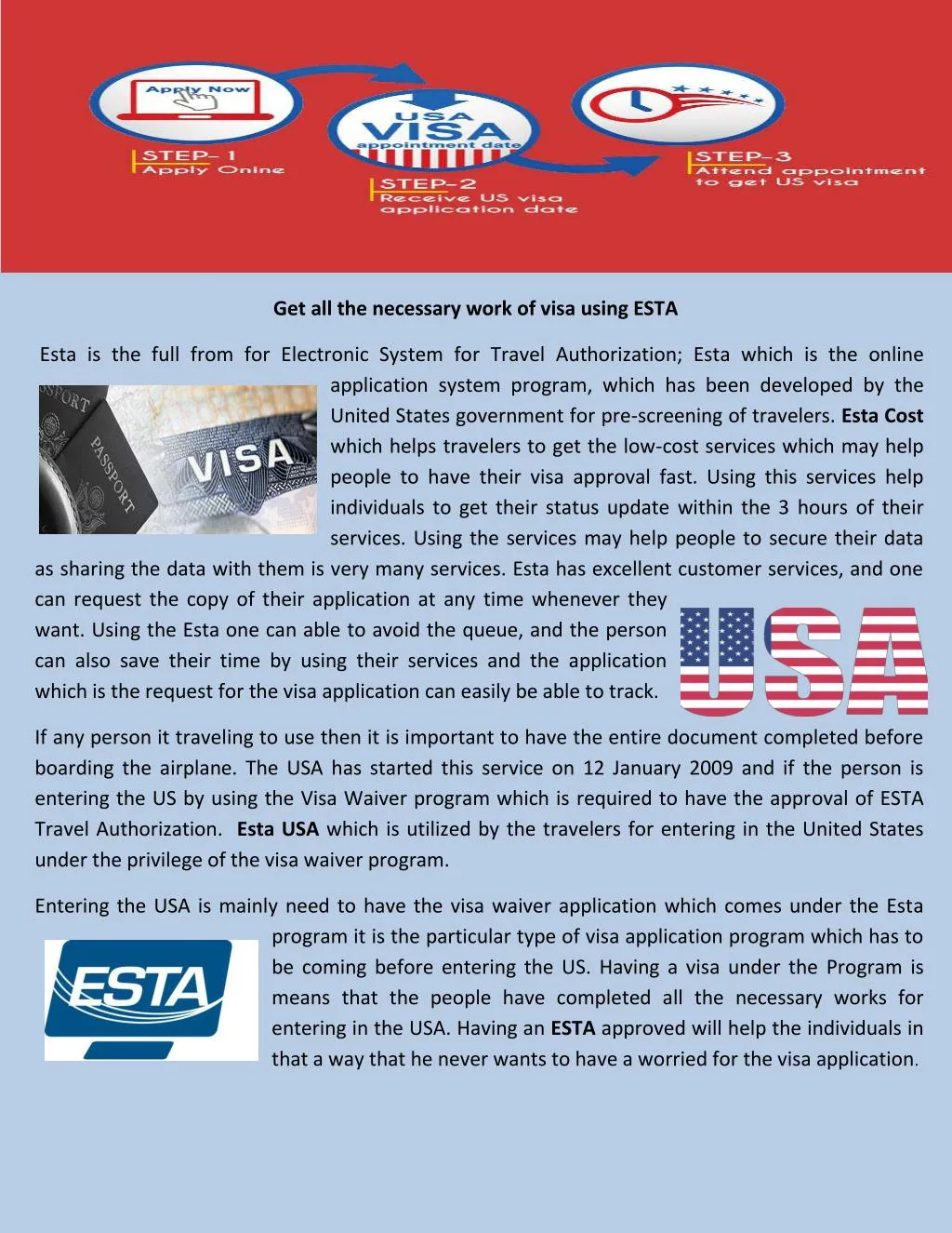 get all the necessary work of visa using esta
