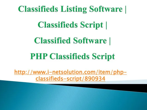 Classified Software | PHP Classifieds Script – i-Netsolution