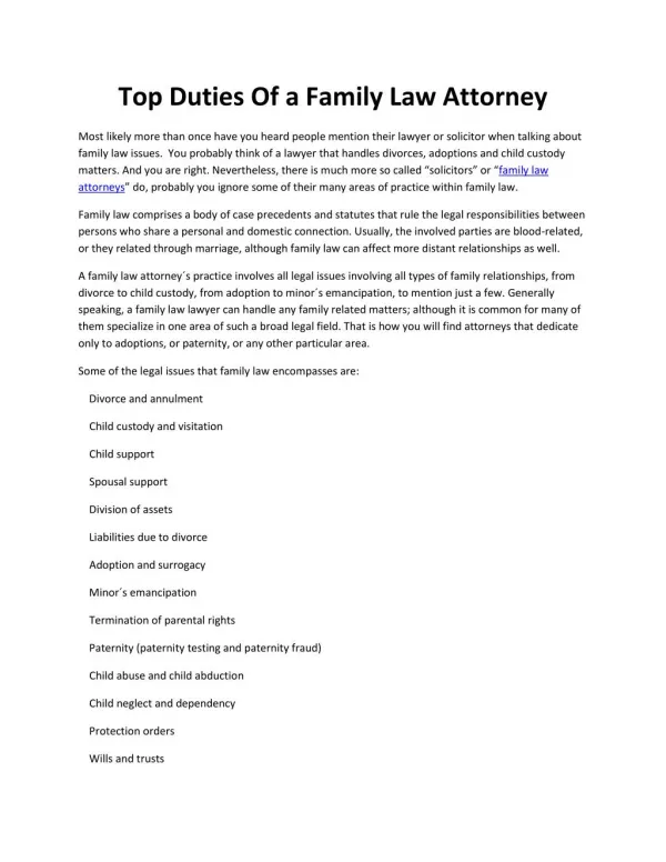 Top Duties Of a Family Law Attorney