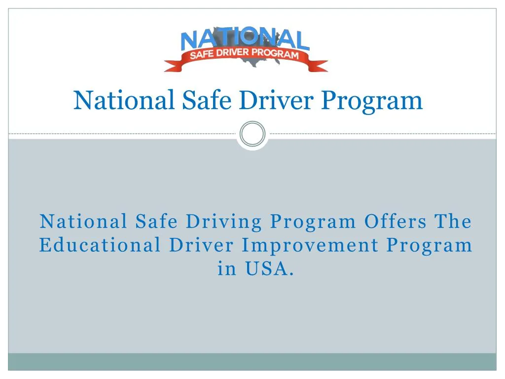 national safe driver program