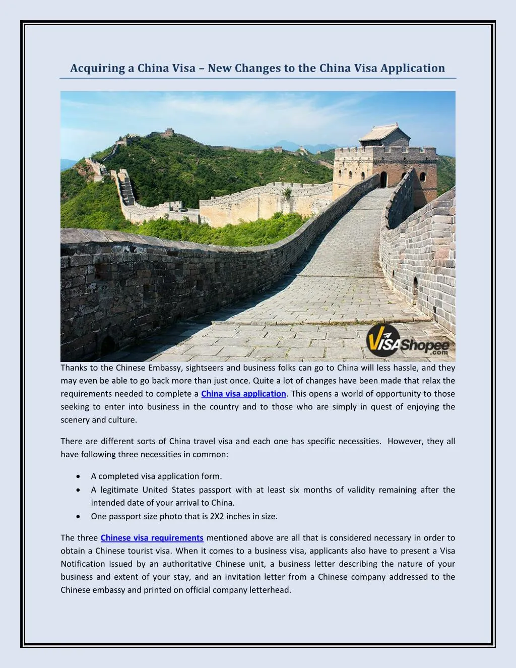 acquiring a china visa new changes to the china