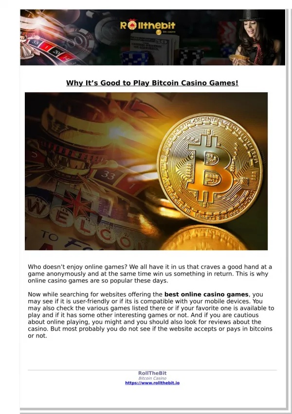 Why It’s Good to Play Bitcoin Casino Games!