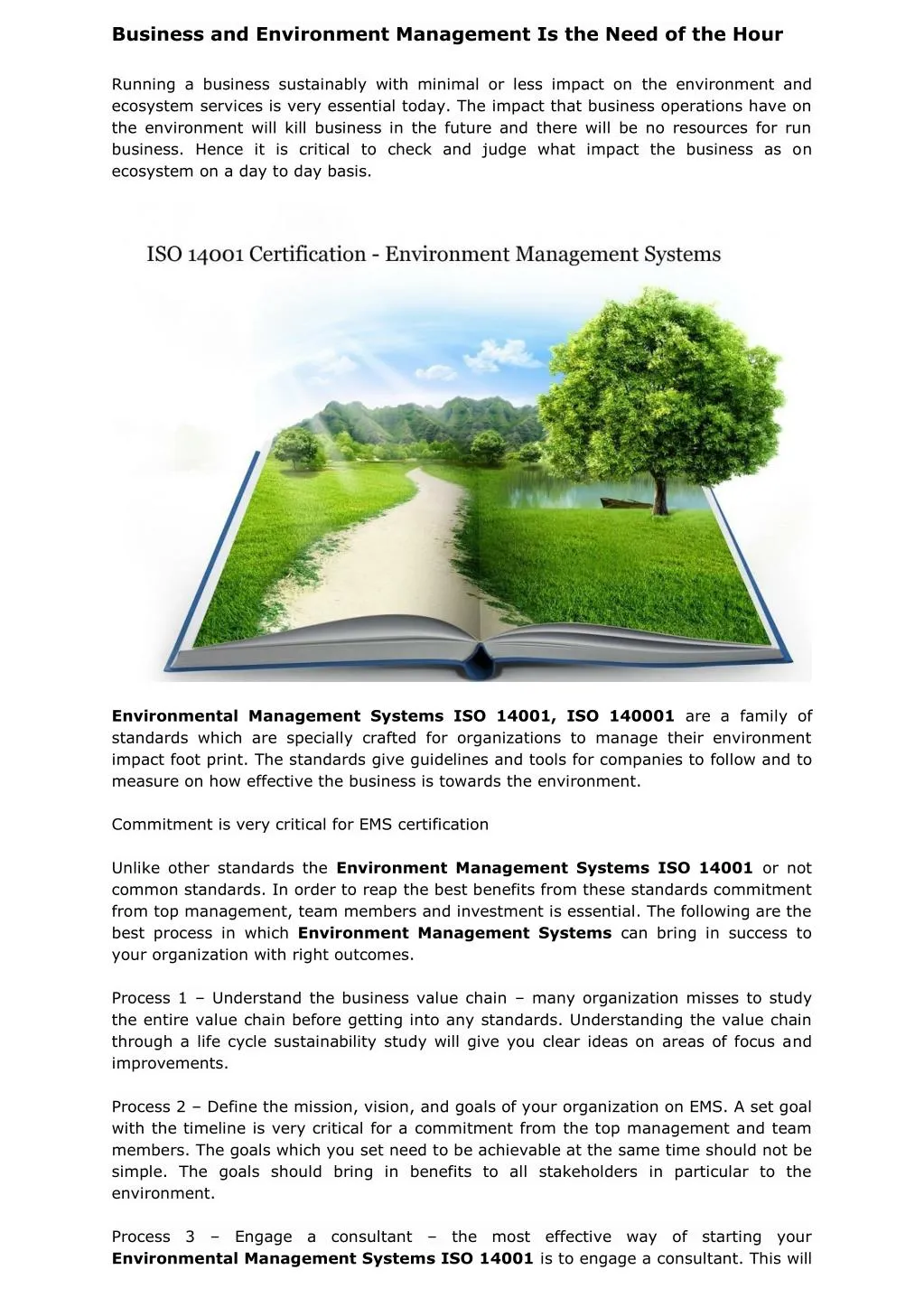 business and environment management is the need