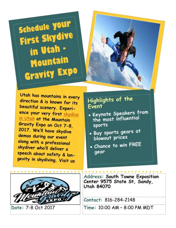 Schedule your First Skydive in Utah - Mountain Gravity Expo